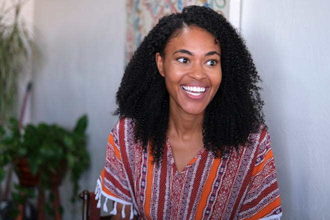 Albreuna Gonzaque talks April 11 inside Betty's, her plant-based to-go restaurant in Oklahoma City.
