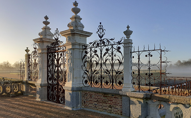 Ironwork gates in the park of the Château de Carrouges (61)