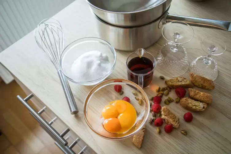 Ingredients for a zabaglione are ready