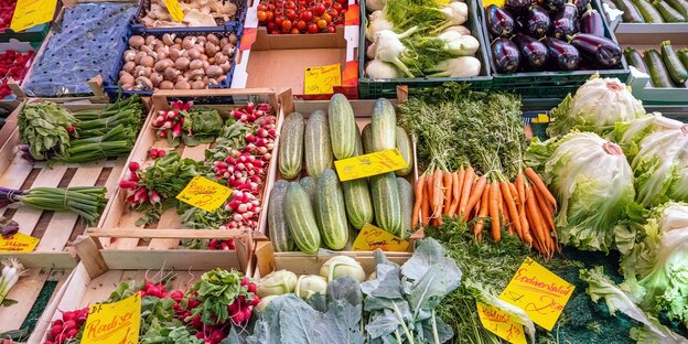 Market stall with fruits and vegetables