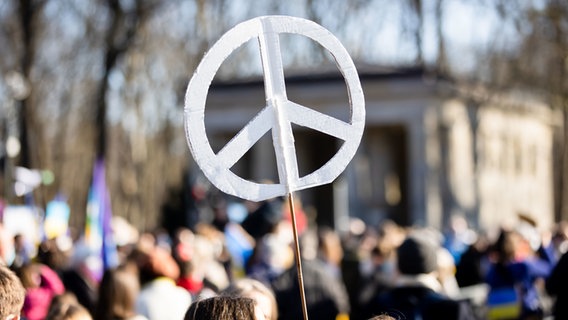 A homemade sign with a peace sign being held up at a demonstration © derProjektor / photocase.de Photo: derProjektor / photocase.de