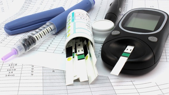 Test strips and measuring device for diabetes patients. © fotolia Photo: abidikajpg