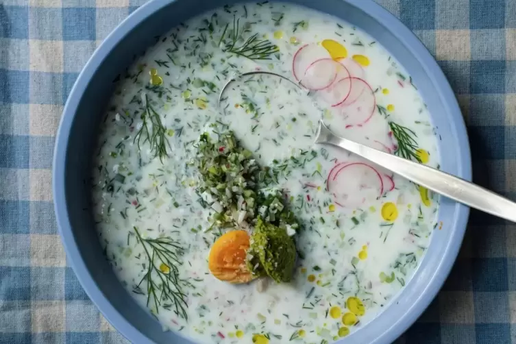 A bowl of okroshka